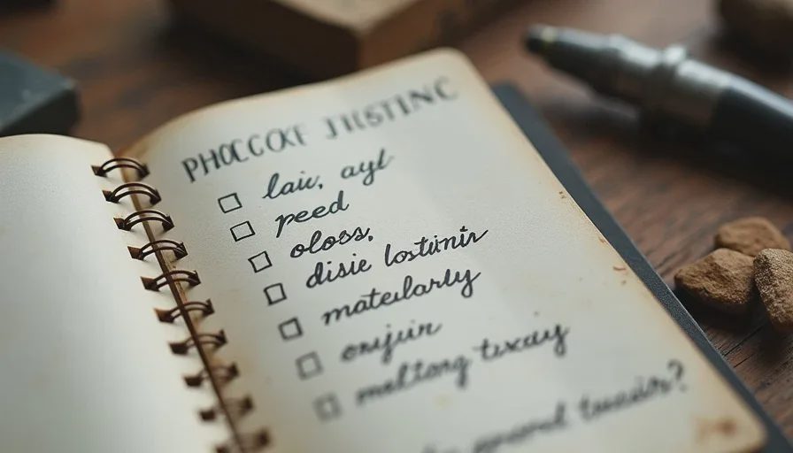 Field notebook with ranked early crafting queue next to completed basic tools