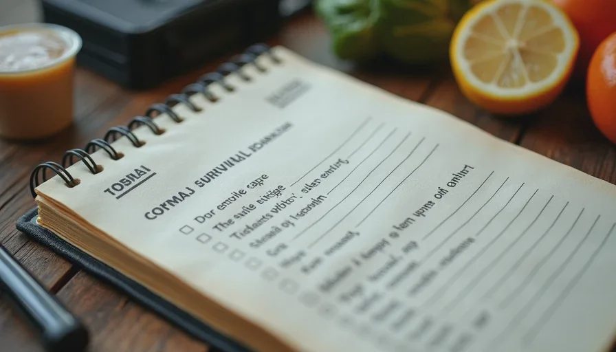 Boss prep checklist Written boss preparation checklist in field notebook next to ready supplies
