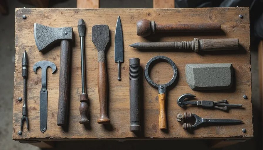 Priority early-game tools and first processing station components on workbench